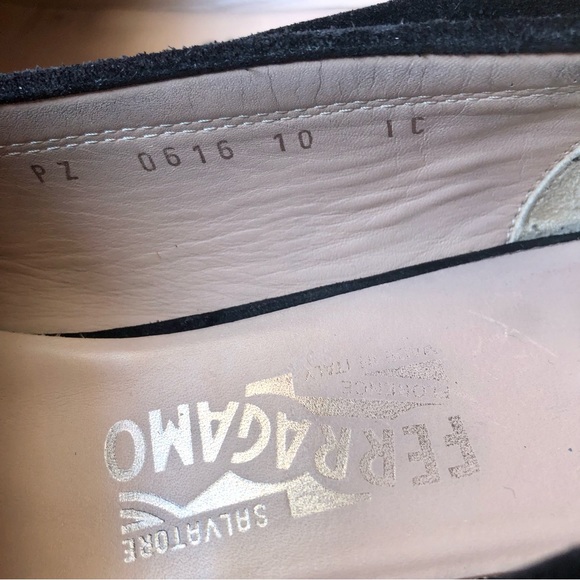 Salvatore Ferragamo black suede loafers with silver Gancini logo - Picture 8 of 10